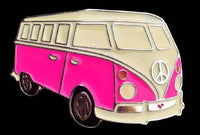 Belt Buckle Camper Van Pink Motorhome Peace Love Hippie Era Campers Belts Buckles - Buckles.Biz