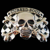 Belt Buckle Cursed Soul Skull Crossbones Checkers Dices Belts & Buckles - Buckles.Biz