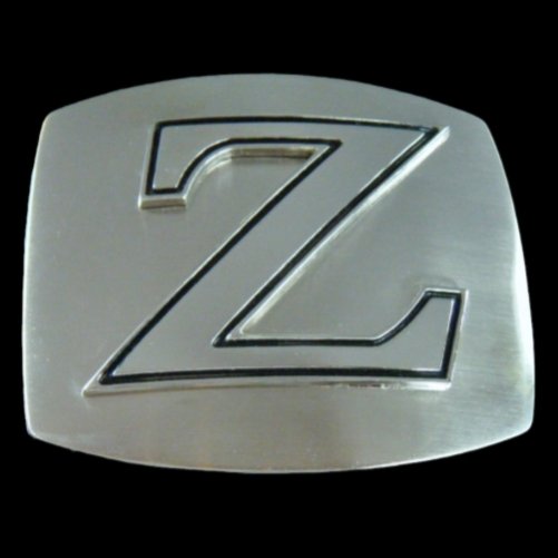 Belt Buckle Initial Z Letter Name Tag Monogram Chrome Alphabet Buckles Belts - Buckles.Biz
