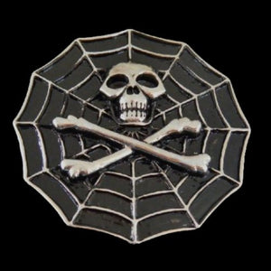 Belt Buckle Jolly Roger Skull Flag Spider Web Crossbones Belts & Buckles - Buckles.Biz