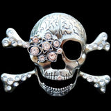 Belt Buckle Skull Crossbones Pirate Skeleton Rhinestone Skulls Belts Buckles - Buckles.Biz