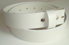 Belts Unisex Snap-On Genuine White Leather Belt Size Small 34/36 - Buckles.Biz