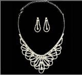 Bridal Necklace Earrings Austrian Crystal-Clear Rhinestone Bridal’s Set - Buckles BIZZ