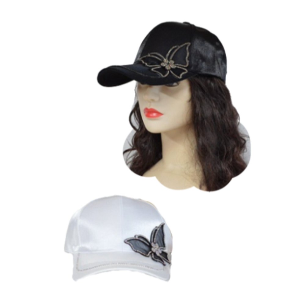 Butterfly Baseball Cap Women's Rhinestone Fashion Hats - Buckles.Biz