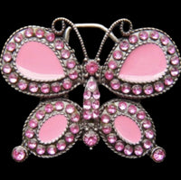 Butterfly Belt Buckle Rhinestone Insects Monarch Pink Wings Butterflies Buckles Belts - Buckles.Biz