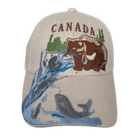 Canada Bear Fishing Embroidered Baseball Ball Cap Hat - Buckles.Biz