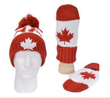 Canada Flag Toque Winter Hat Gloves Knitted Mittens Set - Buckles.Biz
