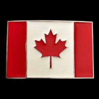 Canadian Canada Red Maple Leaf Flag Belt Buckle Buckles - Buckles.Biz