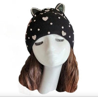 Cat Ears Jewel Studded Bling Silver Rhinestone Winter Tuque Hats Hat One Size Fits All!