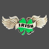 Celtic Irish Lucky Four 4 leaf Clover Wings Belt Buckle - Buckles.Biz