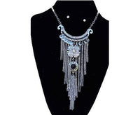 Chic Style Silver Plated Alloy Black Beads Fringe Fashion Necklace Earrings Set! - Buckles.Biz