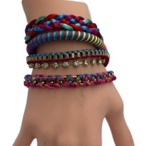 Cool Braided Wrap Colorful Bracelet Magnetic Clasp - Buckles.Biz