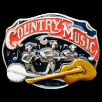 Country Music Belt Buckle Guitars Banjos Musical Instruments Western Belts Buckles - Buckles.Biz