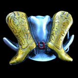 Cowboy Boots Belt Buckle Western Boot Hat Rodeo Cowgirl Cowboy Buckles - Buckles.Biz