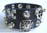 Cuff Leather Cross wristband bracelet goth punk celtic emo - Buckles BIZZ