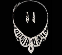 Exquisite Clear Austrian Rhinestone Crystal Necklace Earrings Set Bridal - Buckles BIZZ