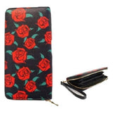 Floral Flower Red Rose Roses Fashion Women's Zipper Clutch Wallet - Buckles.Biz