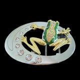 Frog Belt Buckle Frogs Green Toads Rhinestone Buckles Belts - Buckles.Biz