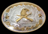 Golden Eagle Cowboy Rifle Big Western Belt Buckle Buckles - Buckles.Biz