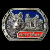 Grey Wolf Belt Buckle Wolves Lone Wild Animals Wildlife Buckles Belts - Buckles.Biz