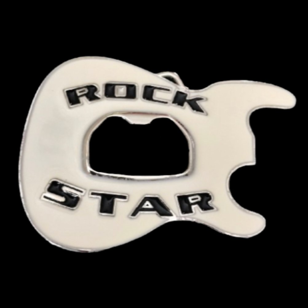 Guitar Rock Star Beer Bottle Opener Belt Buckle Buckles - Buckles.Biz