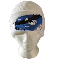 Hat Beanie Hats Tuque Toque Flying Eagle Unisex White Winter - Buckles.Biz