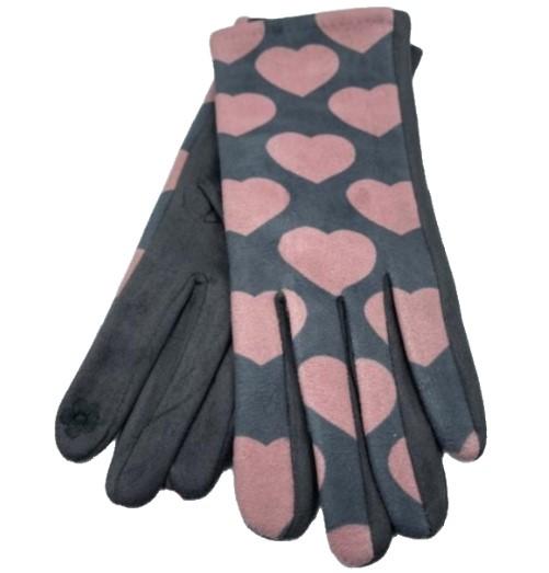 Hearts Print Women's Winter Fashion Gloves - Buckles.Biz