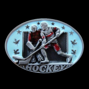 Hockey's Goalie Belt Buckle Ice Hockey Canada National Sport Buckles Belts - Buckles.Biz