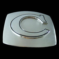 Initial C Letter Name Tag Monogram Chrome Belt Buckle Buckles - Buckles.Biz