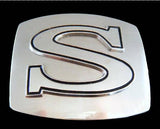 Initial S Letter Name Tag Monogram Chrome Belt Buckle Buckles - Buckles.Biz