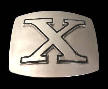 Initial X Letter Name Tag Monogram Chrome Belt Buckle Buckles - Buckles.Biz