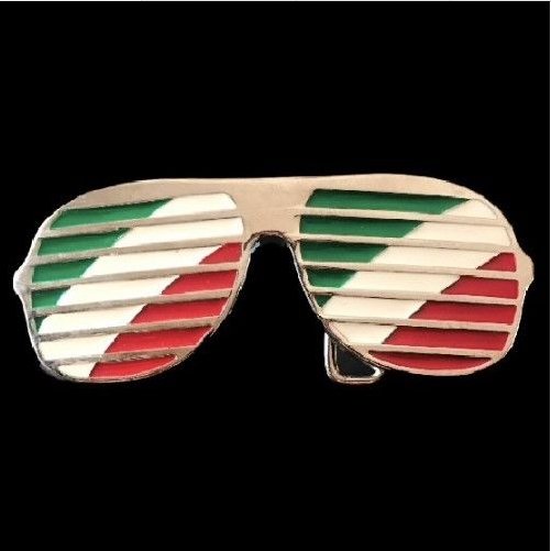 Italy Flag Sunglasses Belt Buckle Italian Tricolore Soccer Game Cool Buckles Belts - Buckles.Biz
