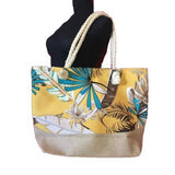 Large Capacity Zipper Handbag Shopping Floral Travel Tote Shoulder Beach Bag - Buckles.Biz