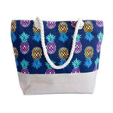 Large Capacity Zipper Handbag Shopping Travel Tote Shoulder Beach Bag Pineapple - Buckles.Biz