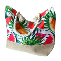 Large Capacity Zipper Handbag Shopping Travel Tote Shoulder Beach Bag Watermelon - Buckles.Biz