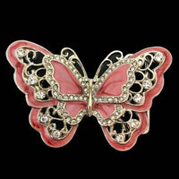 Light Pink Rhinestone Glitter Butterfly Butterflies Belt Buckles Boucle Ceinture - Buckles.Biz