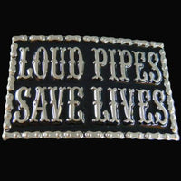 Loud Pipes Save Lives Motorcycle Chain Belt Buckle - Buckles.Biz