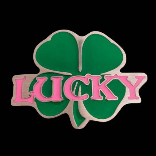 Lucky Irish Clover Shamrock St Patrick Pink Lucky Belt Buckle Boucle Ceintures - Buckles.Biz