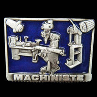 Machiniste French Machine Shop Operator Tools Pewter Profession Belt Buckle Buckles - Buckles.Biz