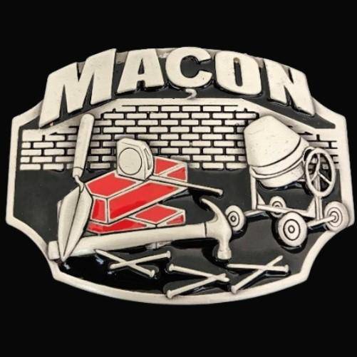 Macon French Mason Work Tools Trade & Profession Belt Buckle - Buckles.Biz