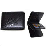 Men's American Eagle Embossed Design Genuine Leather Black Trifold Wallet - Buckles.Biz
