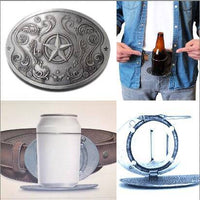 Metal Star Beverage Beer Can Bottle Holder Belt Buckle Belts Buckles - Buckles.Biz