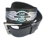 Motorcycle Biker Snap-On Black Leather Belt N Buckle - Buckles.Biz