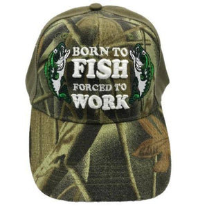NEW BORN TO FISH FORCED TO WORK OUTDOOR SPORT FISHING EMBROIDERED CAP HAT - Buckles.Biz