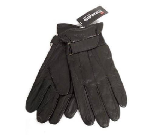 New Genuine Leather Gloves Men's Fashion Black Winter Walking Driving 3M Thinsulate - Buckles.Biz