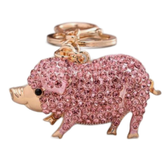 New Pink Pig Keychain Crystal Rhinestone Jewelry Pendant Women's Key Ring - Buckles.Biz