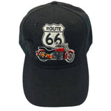 NEW US ROUTE 66 MOTO BIKERS CHOPPER BALL CAP HAT BLACK - Buckles.Biz