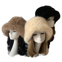 Oversized Faux Fur Bucket Fuzzy Plush Women's Winter Hat - Cool Belt Buckles Shop - Buckles.Biz