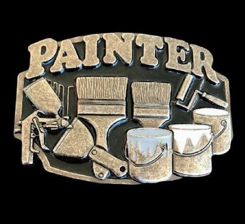 Painter Belt Buckle Painter's Paint Brush Painting Tools Painters Belts Buckles - Buckles.Biz