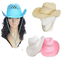 Paper Straw Cowboy Hat Men Women Western Cowgirl